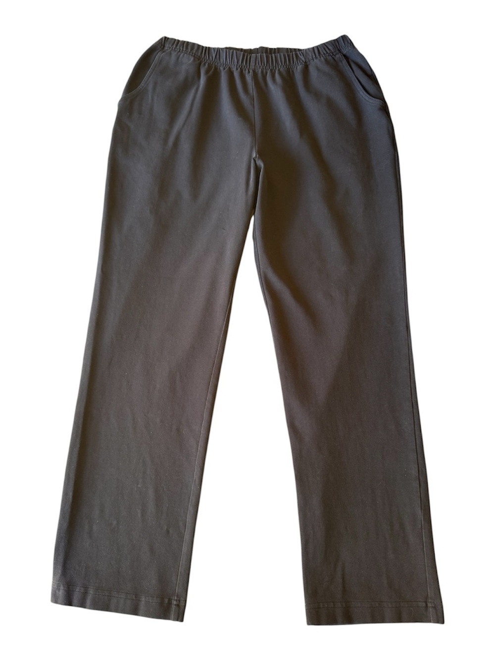 LL Bean Perfect Fit Straight Leg Pants Women's Medium Black Cotton Stretch Knit